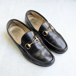 Gucci Horsebit Loafers Black Men 8.5 Leather Snaffle Slip Ons